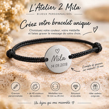 Charger l'image dans la galerie, 🤍 Bracelet Personnalisé Argenté – Prénom, Date ou Message