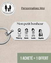 Charger l'image dans la galerie, Porte-clefs famille personnalisé : Mon Petit Bonheur